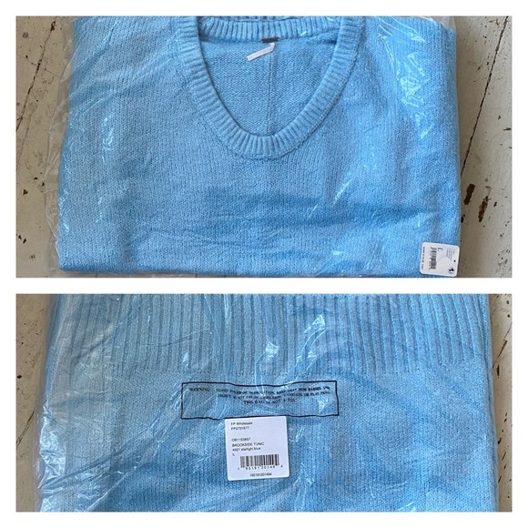 Free People Brookside Knit Sweater Tunic Starlight Blue Oversized - Picture 9 of 10